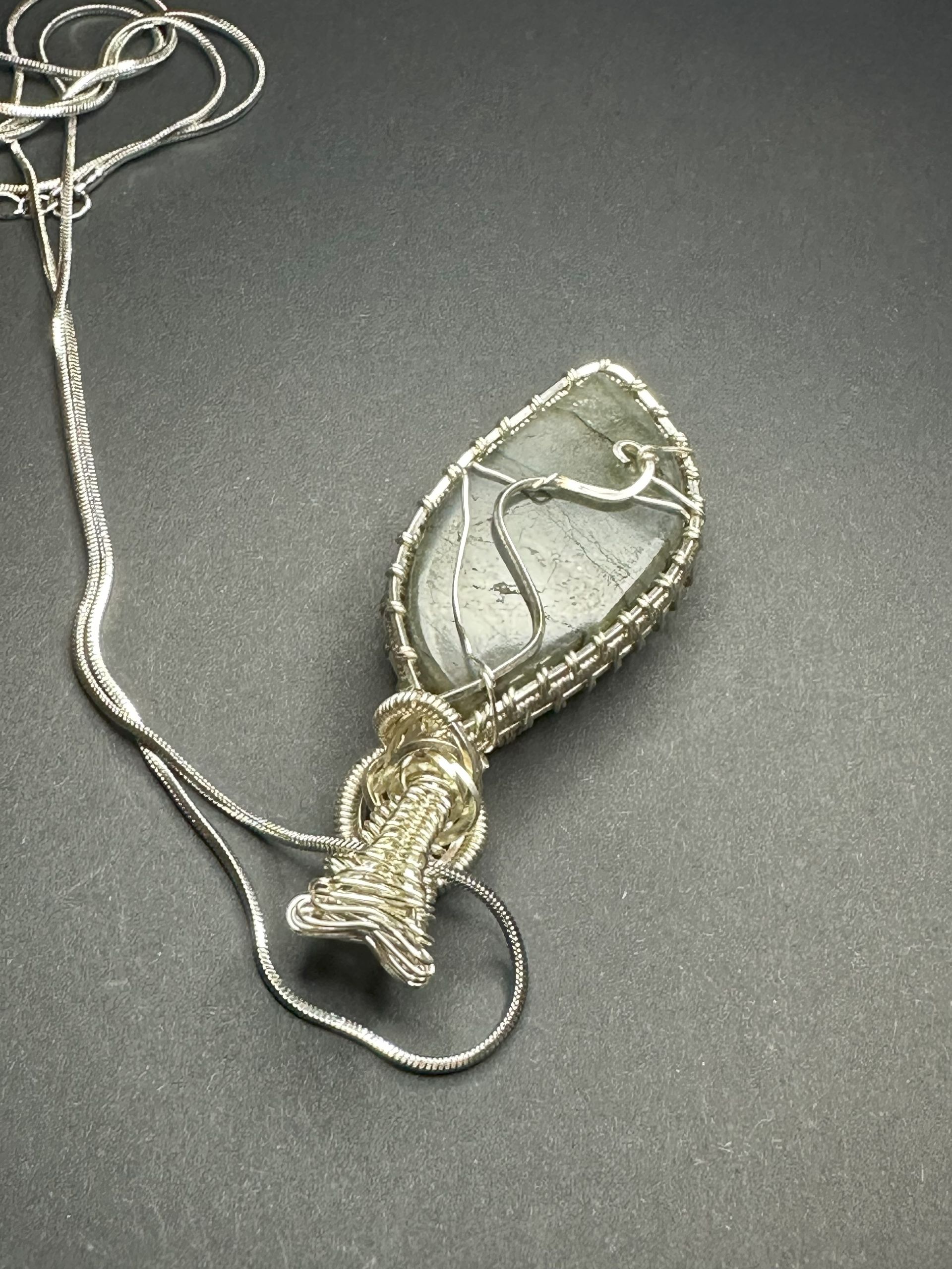 Wire Woven Labradorite with Garnet