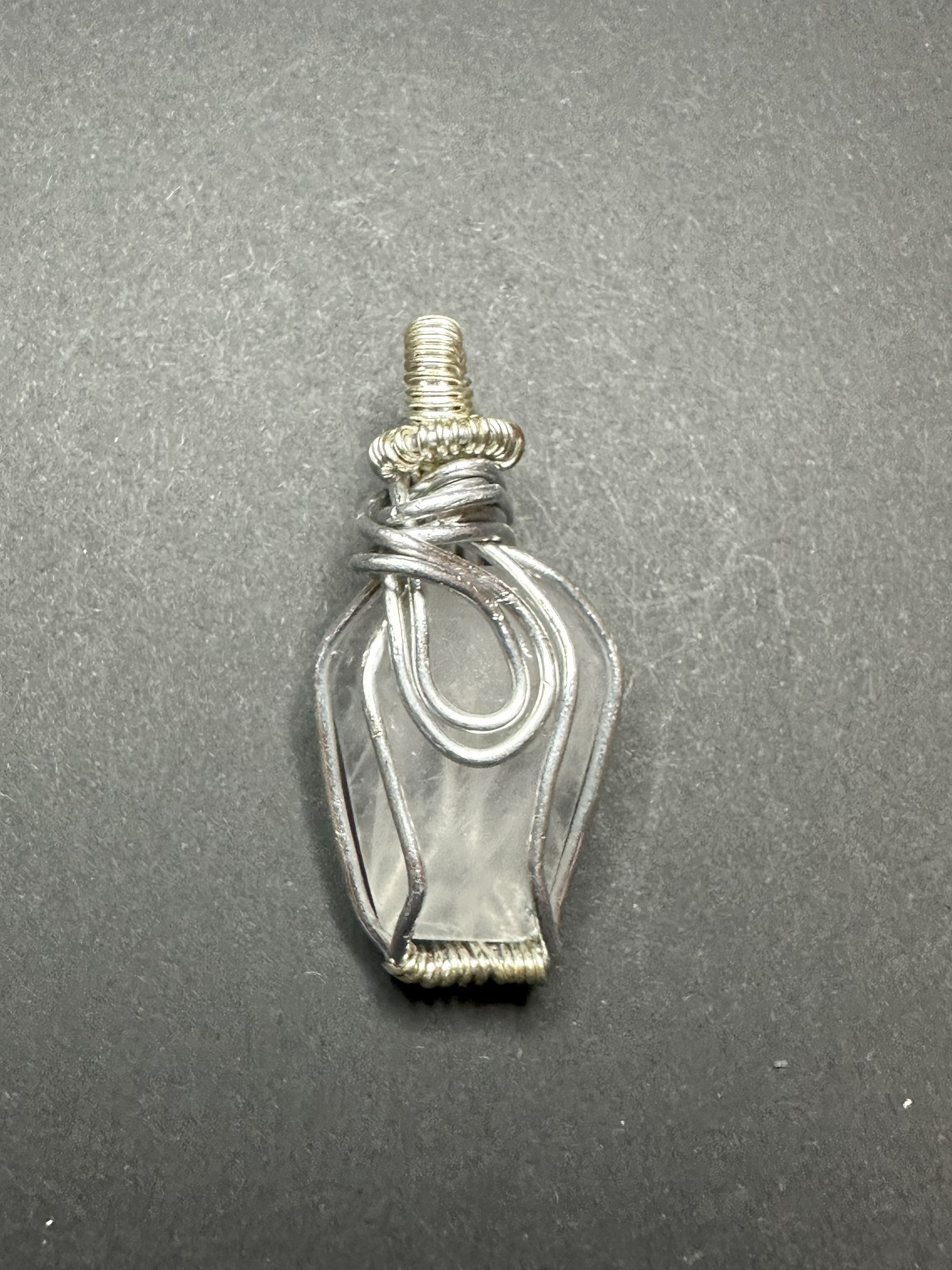 Wire Woven Pendant with small Clear Quartz