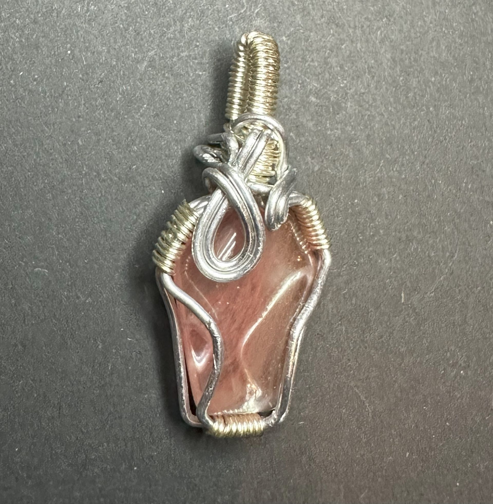 Wire Woven Pendant with small Watermelon Red