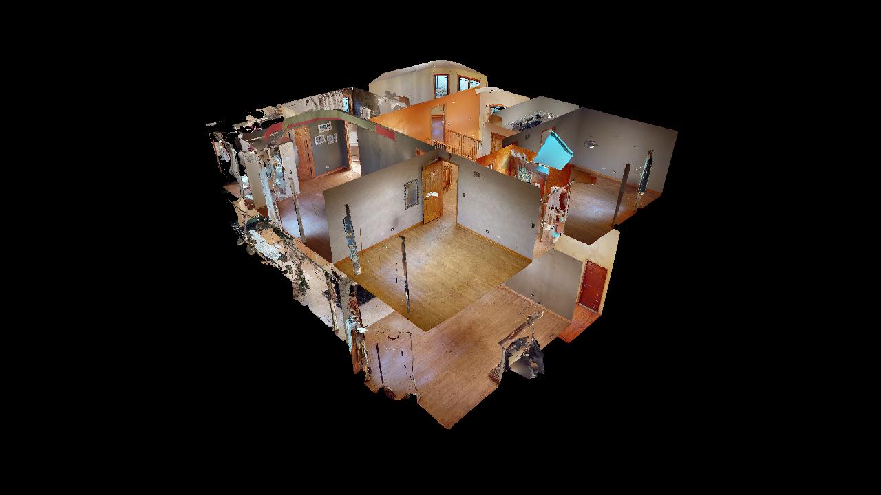 A 3d model of a house with a black background