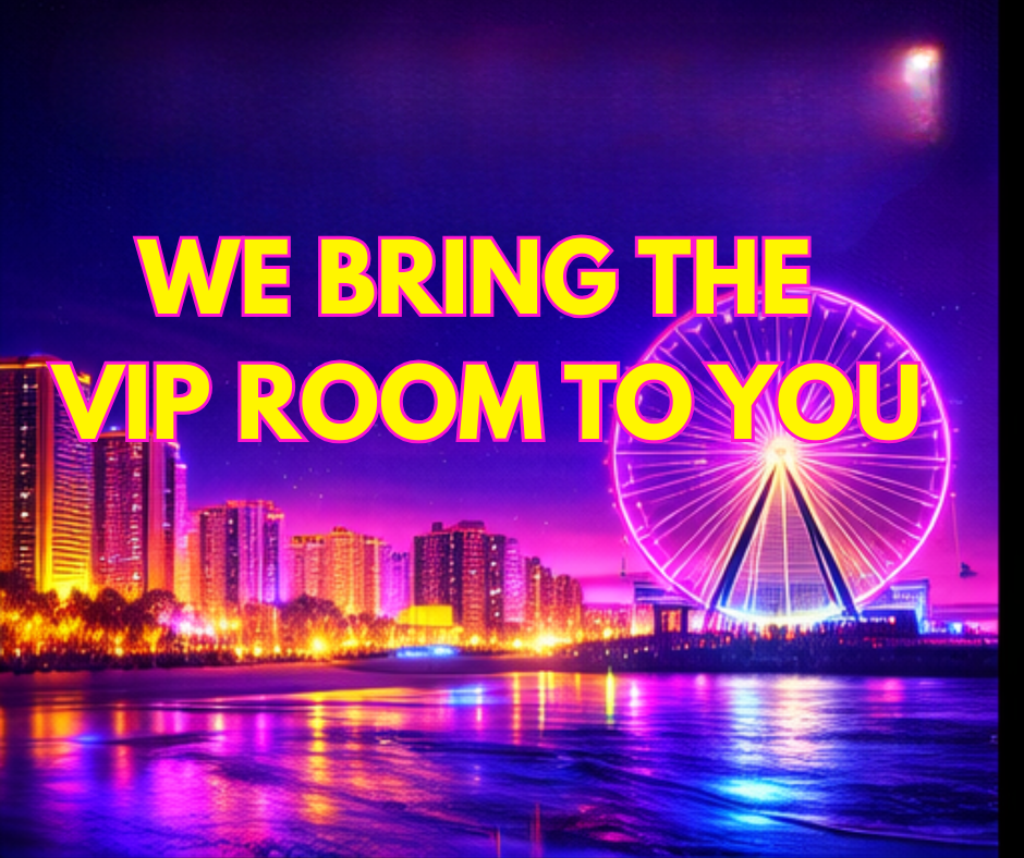 Neon cityscape with Ferris wheel, saying