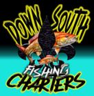 A logo for down south fishing charters with fish on it