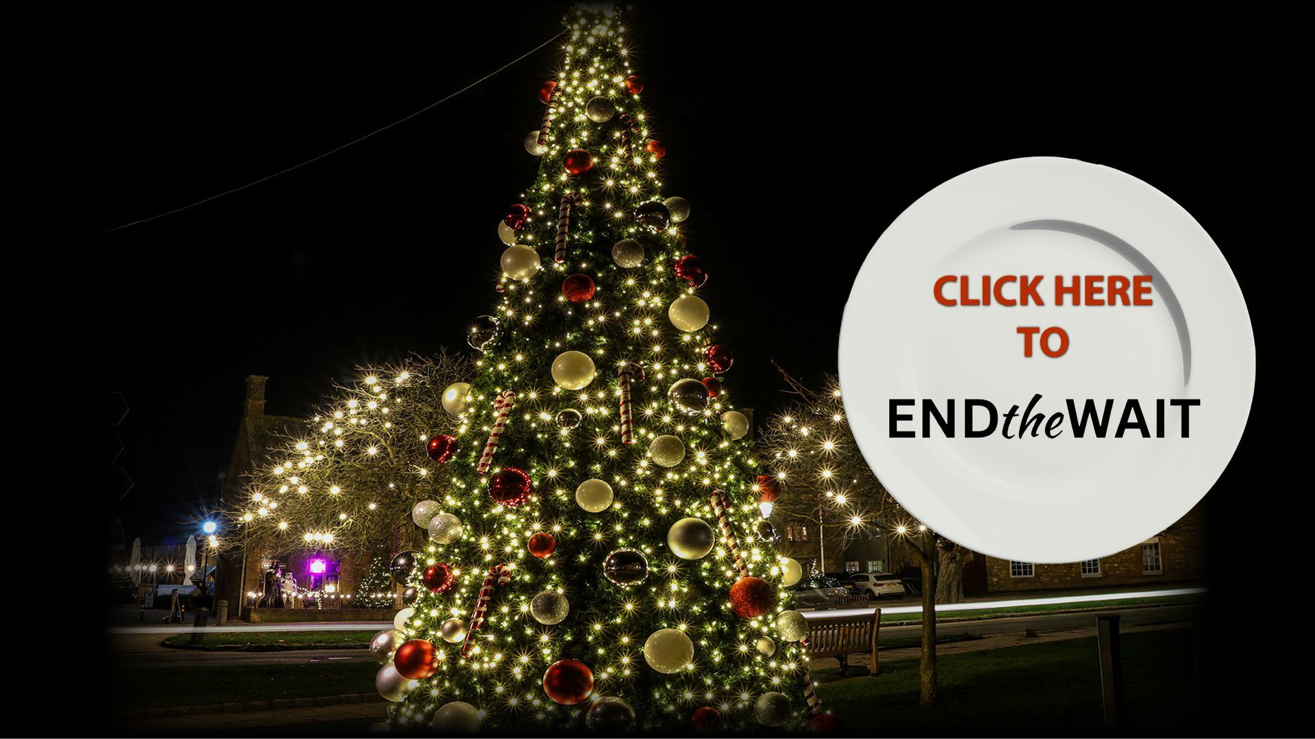 Lit Christmas tree with