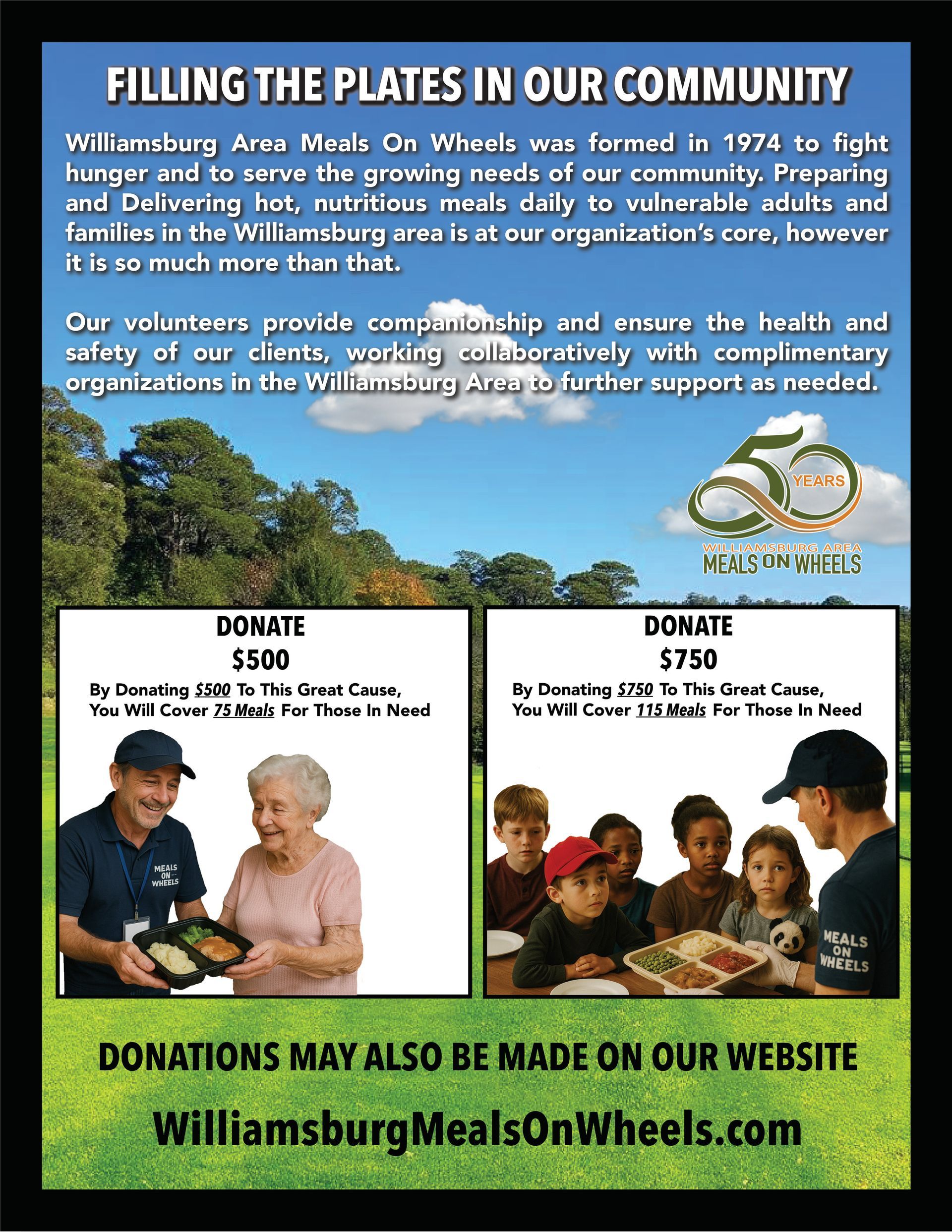 A poster that says filling the plates in our community