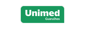 O logotipo da unimed guarulhos é verde e branco sobre fundo branco.