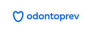 O logotipo da odontoprev tem um coração no meio.