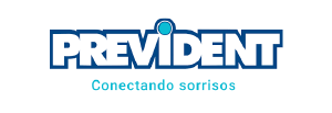 Um logotipo azul e branco para provident conectando sorrisos