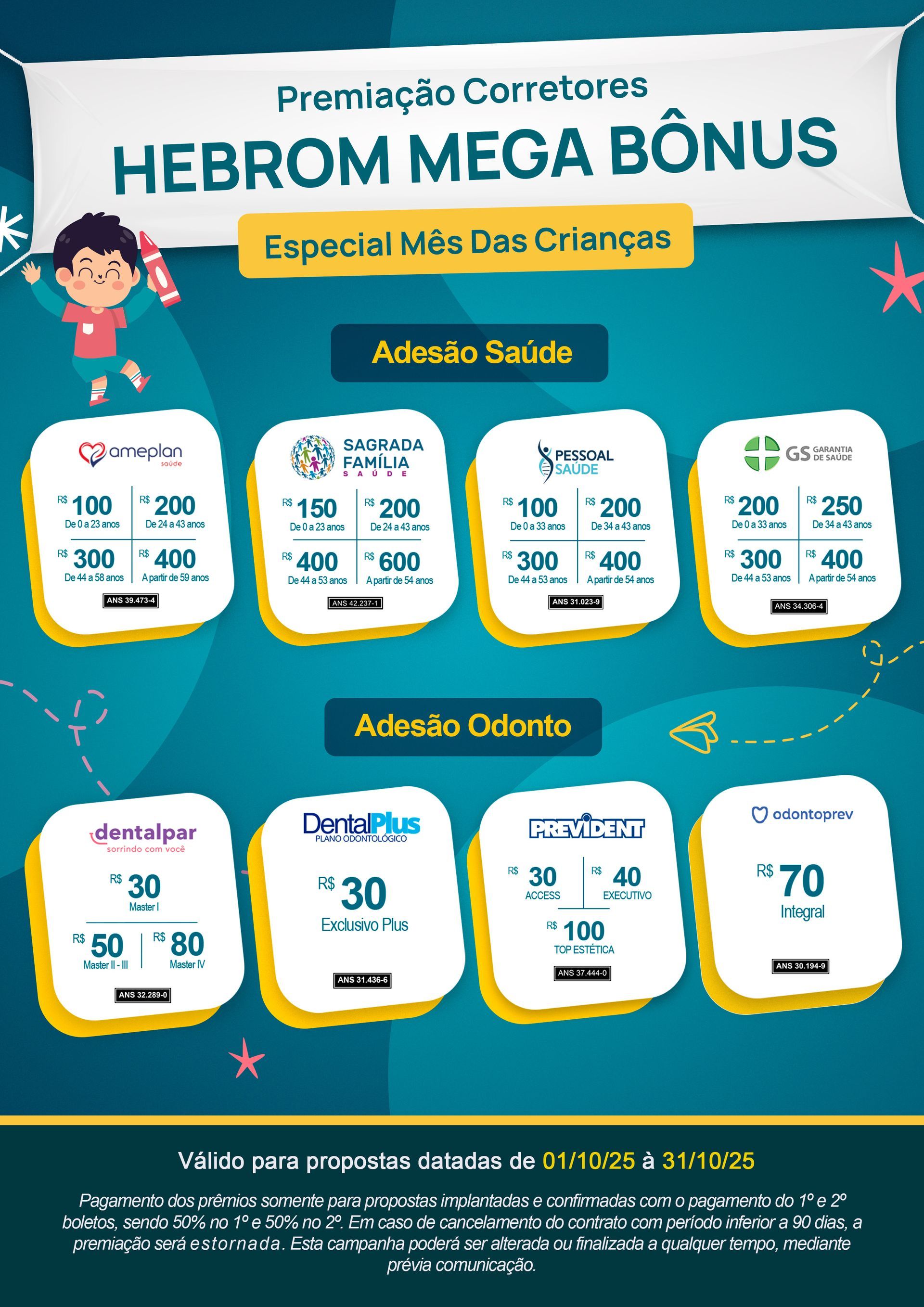 Imagem promocional com fundo azul mostrando planos com adesão empresarial, apresentando preços fixos mensais para empresas.