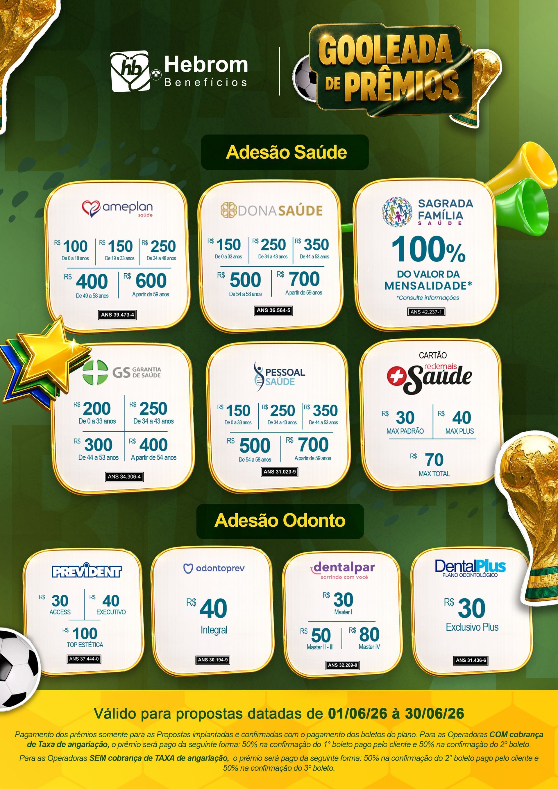 Imagem promocional com fundo azul mostrando planos com adesão empresarial, apresentando preços fixos mensais para empresas.