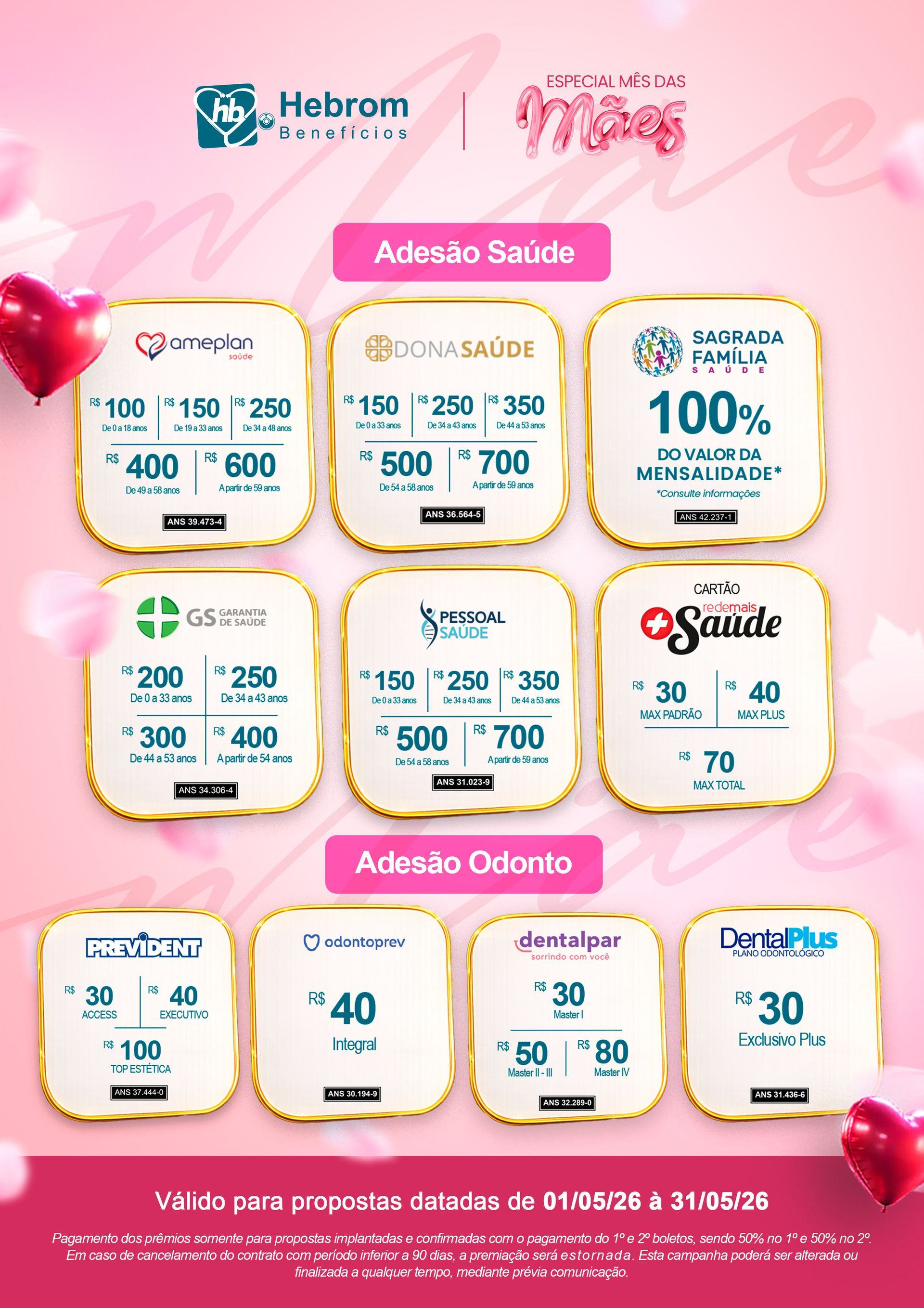 Imagem promocional com fundo azul mostrando planos com adesão empresarial, apresentando preços fixos mensais para empresas.
