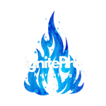 A blue fire with the words `` ignite pro marketing '' written on it.