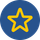 A thick, yellow, five-pointed star outline centered on a dark blue circle.