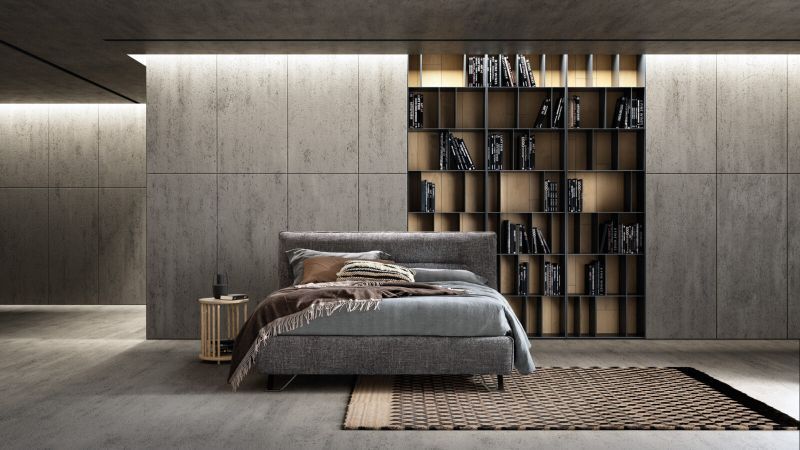 Letto con libreria