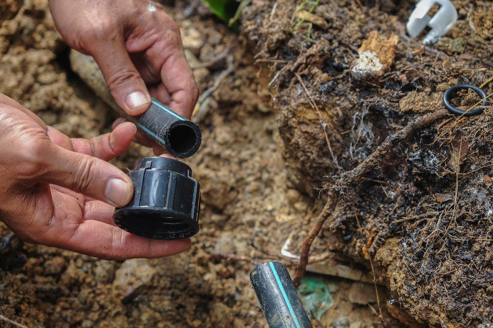 A person is holding a piece of plastic pipe in their hands.
