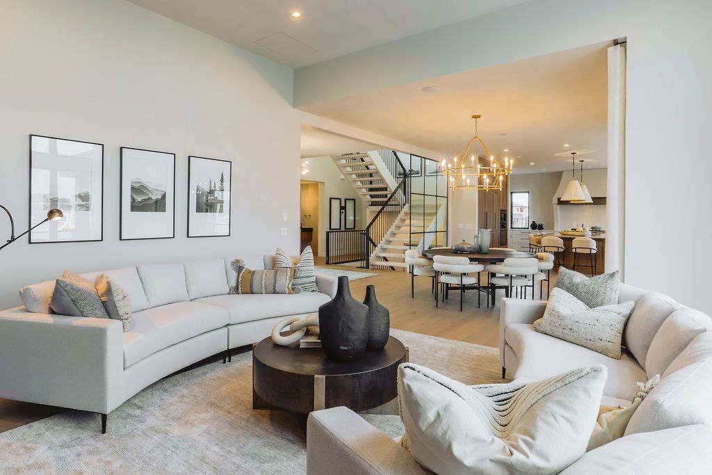 A living room filled with furniture and a coffee table.