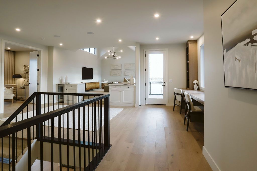 There is a staircase leading up to the second floor of a house.