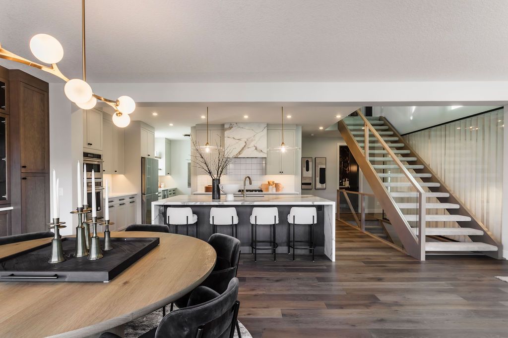 There is a staircase leading up to the second floor of the house.