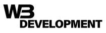 A black and white logo for wb development