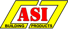 The logo for asi building products is yellow and red.