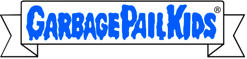 A blue garbage pail kids logo on a white background
