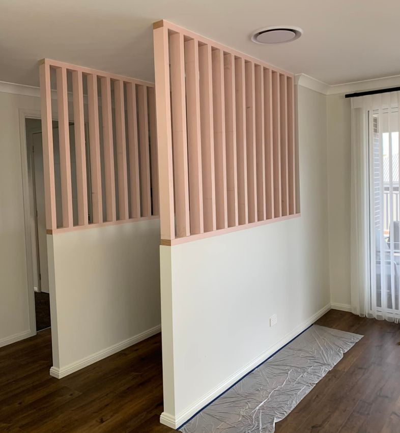Room With Pink Privacy Screens — Pride Carpentry & Maintenance In Berkeley Vale, NSW