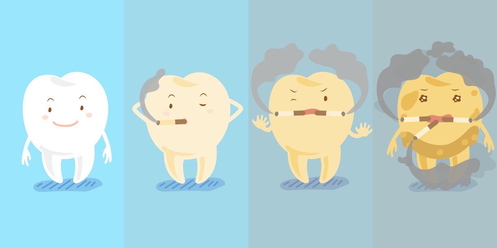 Disegno dei danni provocati ai denti dal fumo