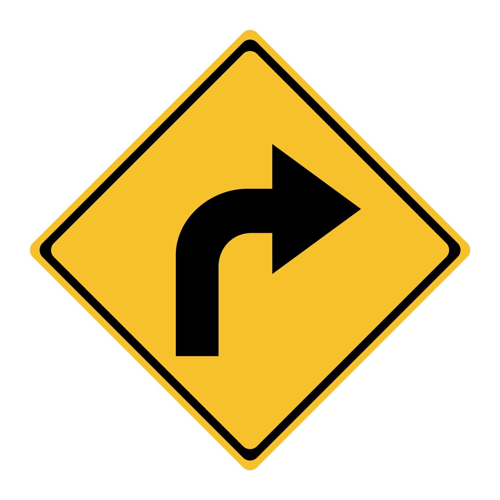 Warning Signs at Texas Road & Sign Supply Picture of a Turn Right Sign at Texas Road & Sign Supply