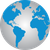 A blue and gray globe with a white background
