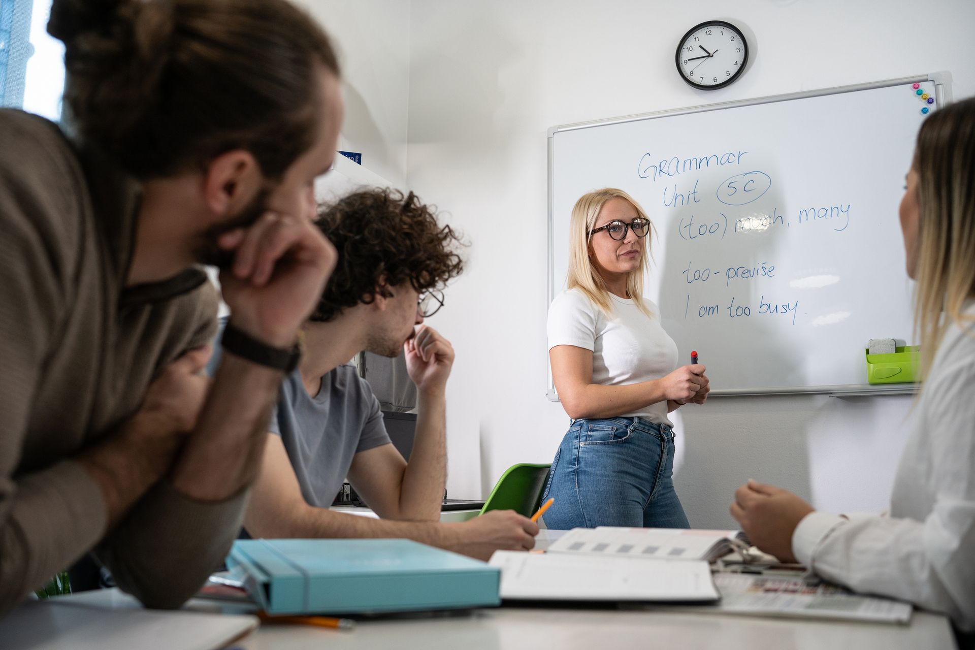 A classroom session in an intensive English program at LLC.
