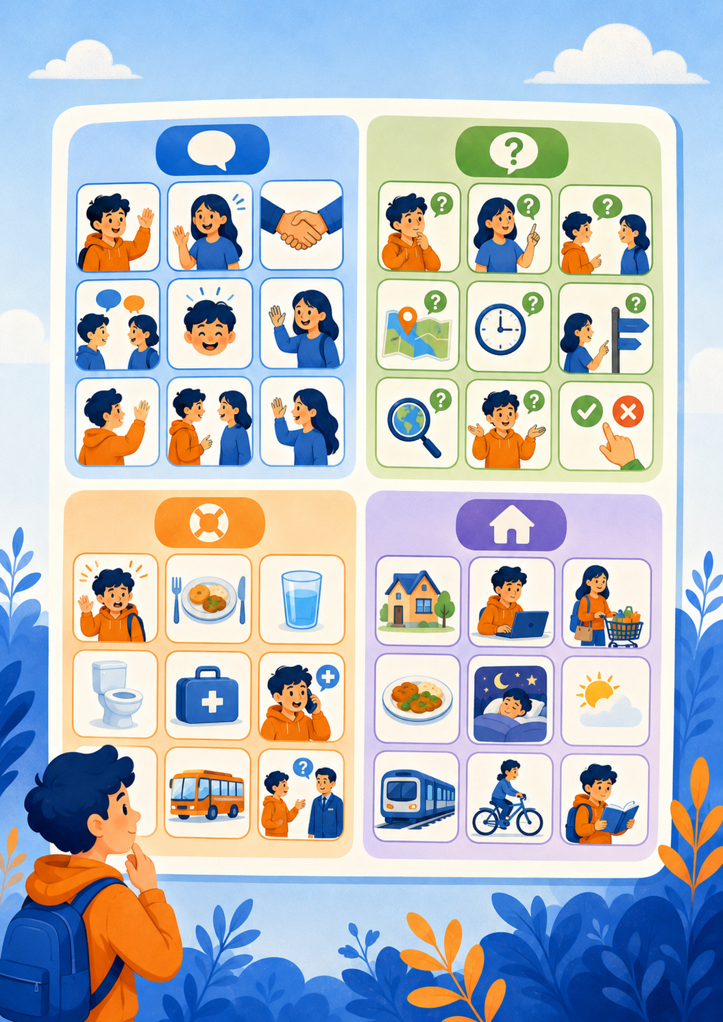 First 50 Phrases poster organized by category