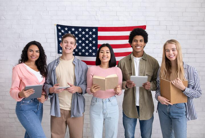 A group of students practicing English at a language school in Miami