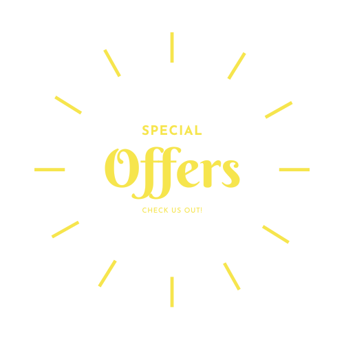 A yellow sign that says `` special offers '' on a white background.