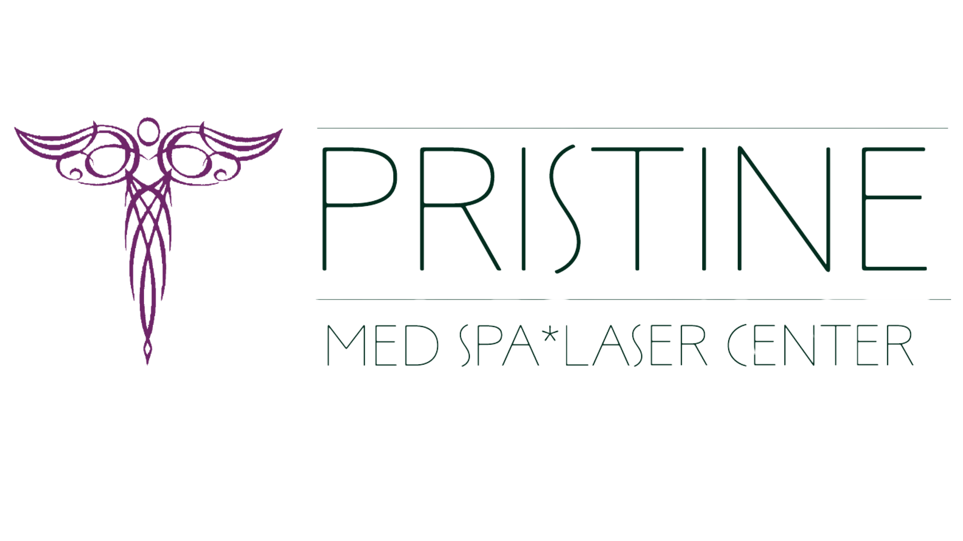 A logo for pristine med spa lazer center