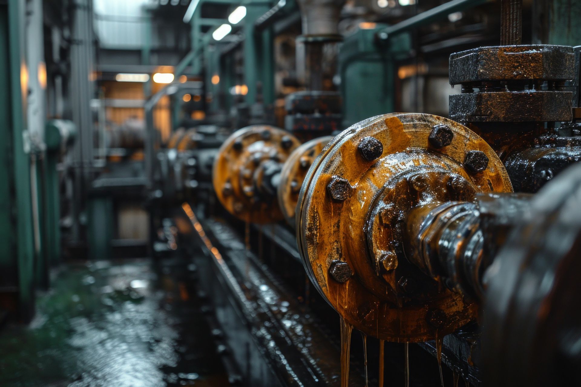 Un gros plan d'un tuyau rouillé dans une usine.