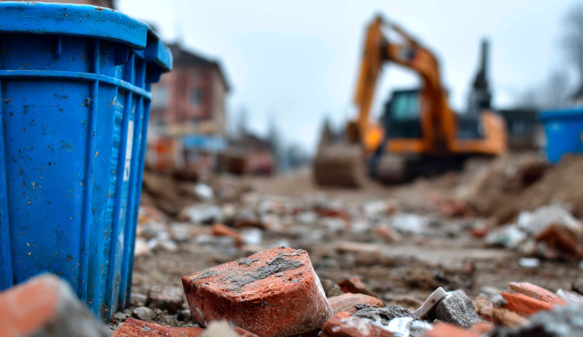Une excavatrice jaune travaille sur un tas de ferraille.