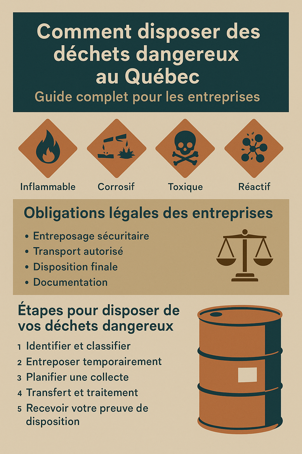 Guide complet pour les entreprises sur la disposition des déchets dangereux au Québec