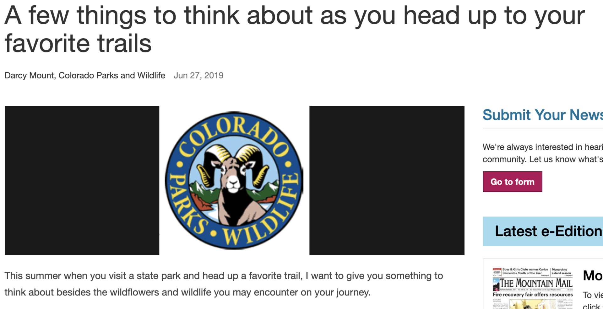 A few things to think about as you head up to your favorite trails