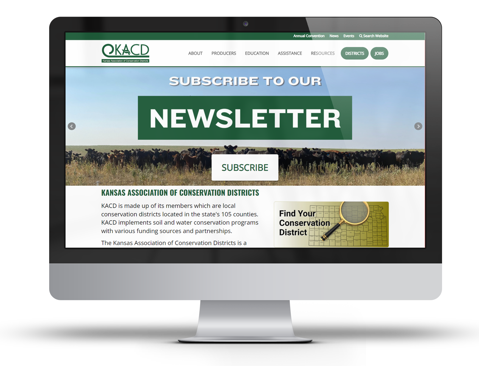 website development for non-profit organization, Kansas Association of Conservation Districts