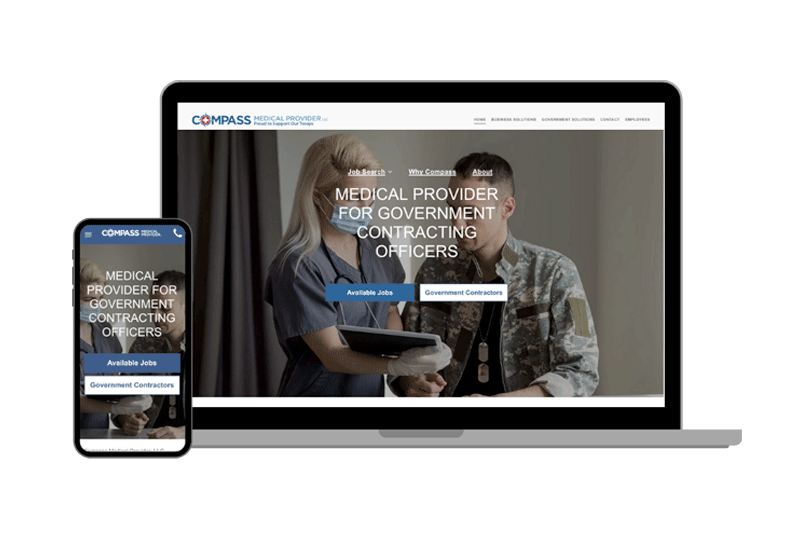 website example on laptop and mobile - compass medical provider