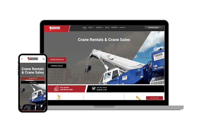 website example on laptop and mobile - crane rental