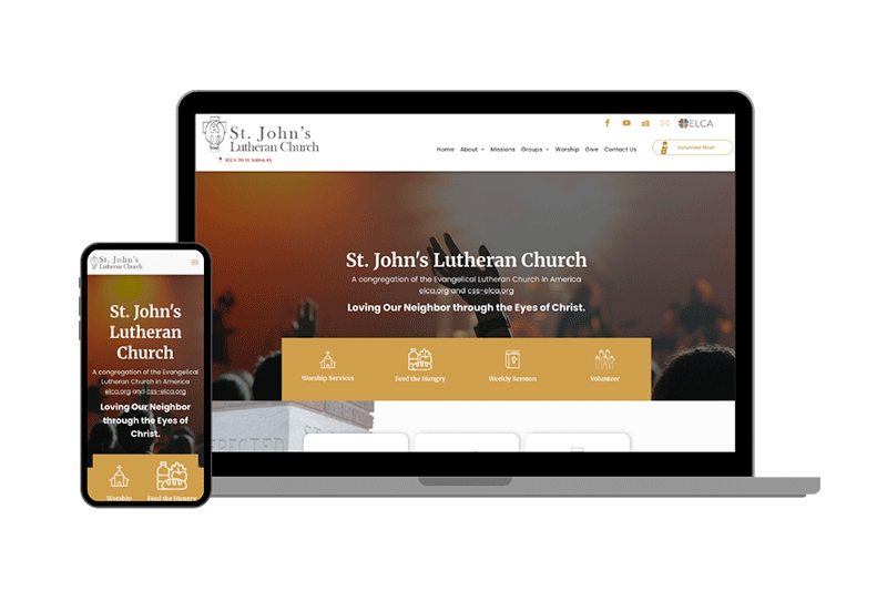 website example on laptop and mobile - st john's lutheran church