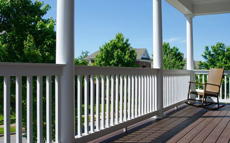 A photo of a porch in front of a house in the beautiful city of Glendale, California. The porch overlooks the front yard of a home.