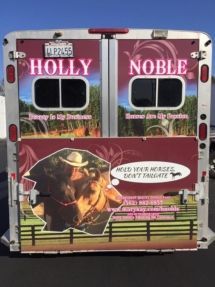 A trailer with holly and noble written on it