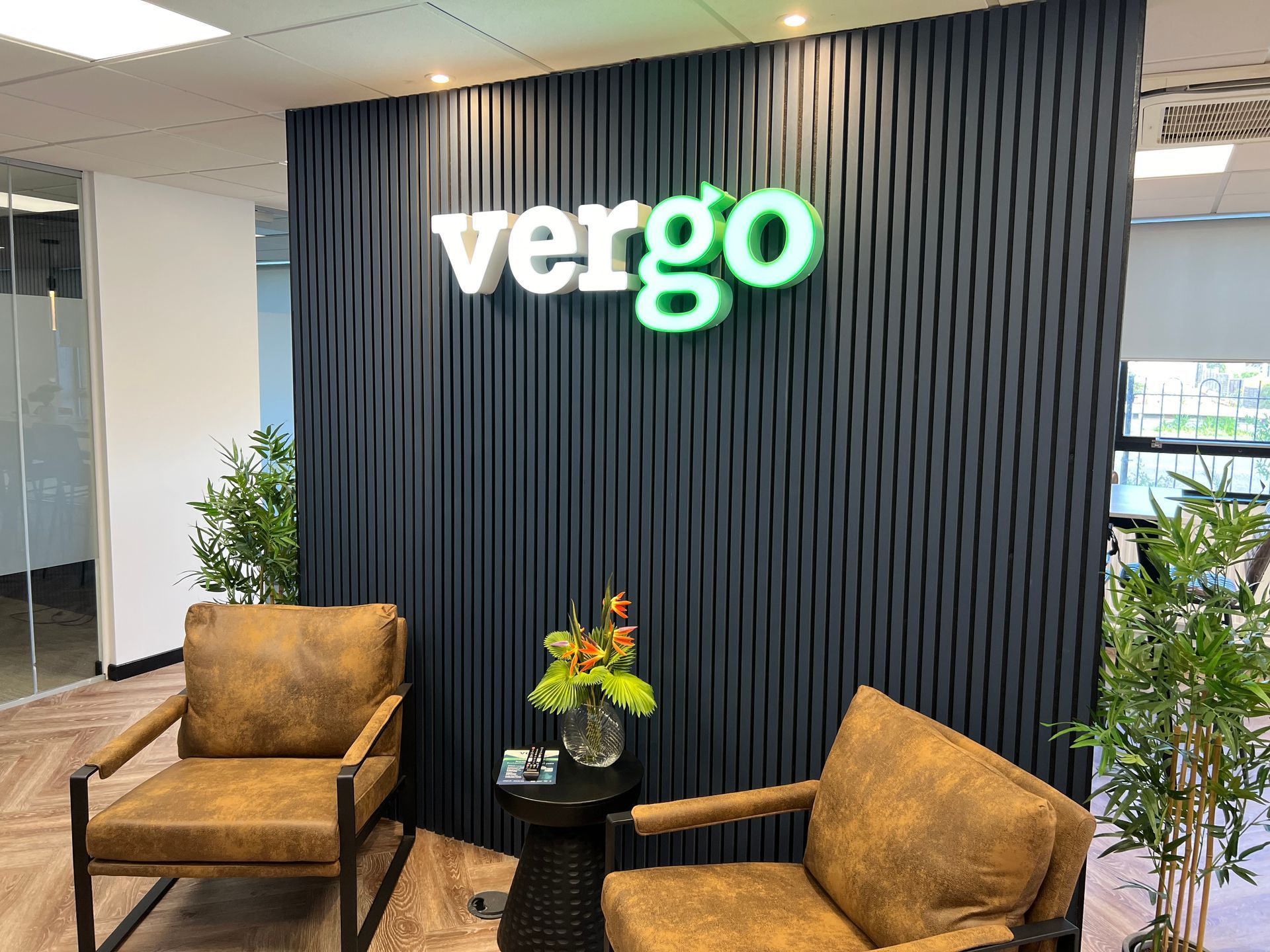 internal illuminated 3d Built up letters on slatted wall