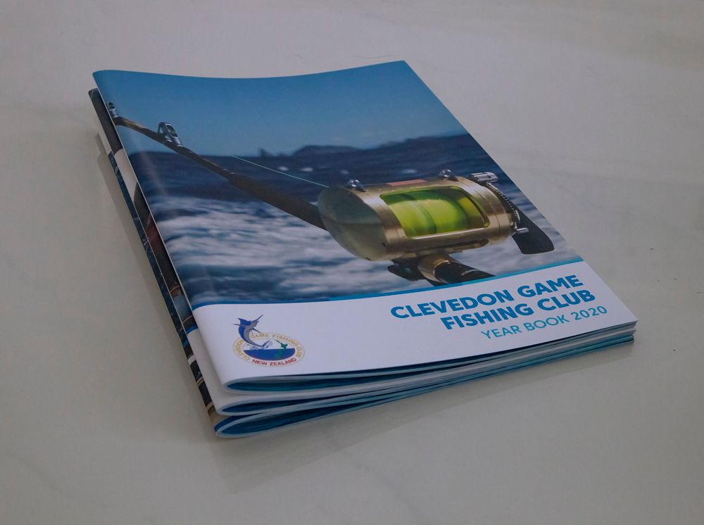 Yearbook of the Clevedon Game Fishing Club, 2016, with fishing rod on the cover.