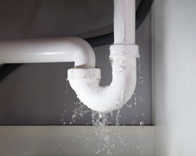 Water Is Leaking From The White Sink Pipe — Plumbing In Ashby, NSW