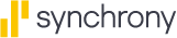 Synchrony logo: Yellow bars stacked on left, followed by 