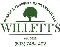 Logo for Willett's Forest & Property Maintenance LLC; green tree illustration, company name, phone number.