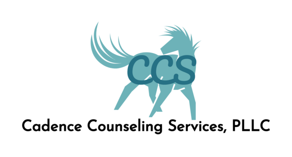 Logo for Cadence Counseling Services, PLLC: teal horse silhouette, 