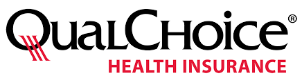 Logo for QualChoice Health Insurance, black text with red accents.